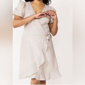 Draper James NWT RSVP Puff Sleeve Seersucker Wrap Dress, Size XXL